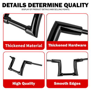 Guidon de moto Ape Hanger Z Bar 10 pouces en fer noir brillant pour Harley Sportster XL 88-22 <span class=keywords><strong>Dyna</strong></span> 92-17 Softail 95-24 - Product Image 4