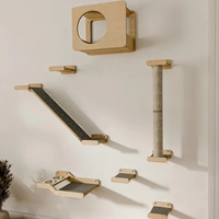 Lit mural moderne de luxe pour chat et étagères griffoir en bois et sisal meubles arbre à chat emballé dans un carton
