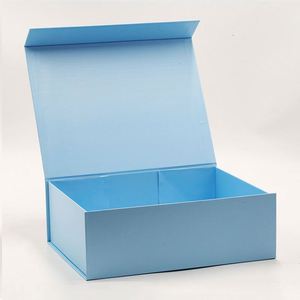 Boîtes cadeaux personnalisées en gros, bleu ciel clair, avec couvercle magnétique et ruban, pour souvenirs - Product Image 4