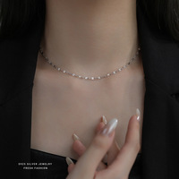 Collier ras du cou en argent sterling 925 plaqué or blanc pour femme, tendance, cadeau à la mode, best-seller TikTok