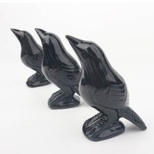 Offre Spéciale : Sculpture d'oiseau corbeau en obsidienne noire naturelle, sculptée à la main, pierres de guérison en cristal, sculpture animale - Product Image 5