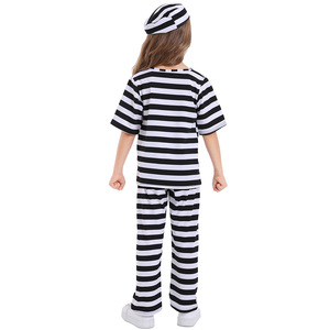 Costume <span class=keywords><strong>de</strong></span> <span class=keywords><strong>prisonnier</strong></span> rayé noir et blanc XJ pour enfant garçon, idéal pour les jeux <span class=keywords><strong>de</strong></span> rôle en Europe et en Amérique - Product Image 4