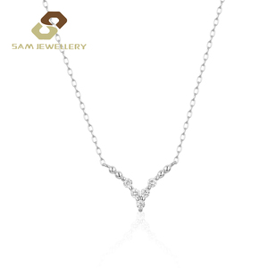 Collar con Colgante en Forma de V con Diamantes Blancos Exquisitos, Cadena de Plata de Ley S925, Joyería Fina para Regalo del Día de San Valentín para Mujer - Product Image 1