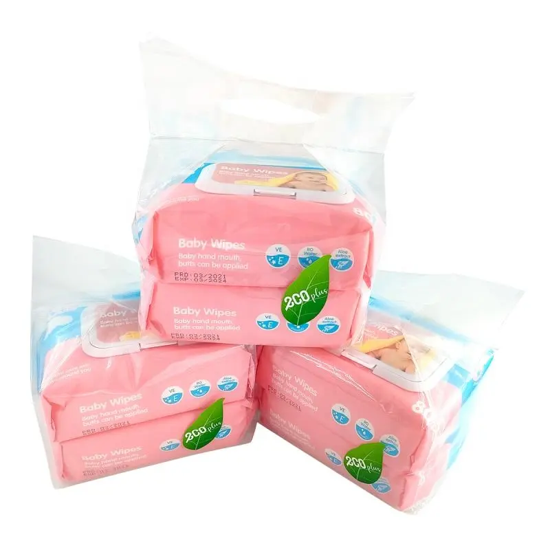 OEM детские чистящие влажные салфетки для ухода за кожей ребенка со сбалансированным ароматом 2 пакета в одном классические синие и розовые детские салфетки