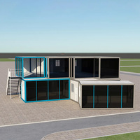 Casa Modular de Contenedores en Forma de L de 2 Pisos, Estructura de Acero Prefabricada, Edificio de Contenedores para Oficina o Dormitorio