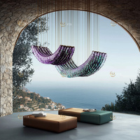 Lustre en verre soufflé à effet dégradé en forme de vague, grand luminaire suspendu personnalisé pour hall d'hôtel, villa, salon