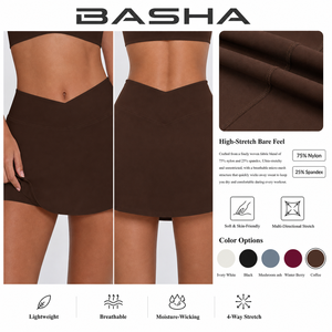 BASHAsports Damen Tennis-Skort 2-in-1 Hochgeschnittener Schnelltrocknender Sportrock mit Eingebauten Shorts für Golf, Laufen und Workout - Product Image 5