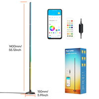 Lampe sur pied noire à LED RGBIC à changement de couleur, alimentée par USB - Luminaire d'angle intérieur moderne et haut pour la synchronisation musicale via application/télécommande