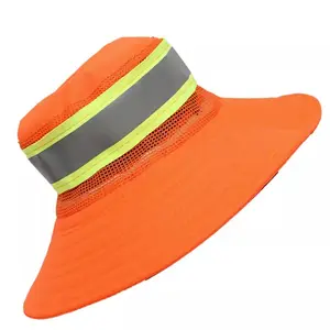 100 % Polyester orange reflektierende Sicherheitsmütze Unisex Hochsichtungsmütze Outdoor-Aktivitäten-Sonnenbeständig Angeln Camping Strand
