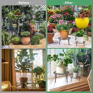 Pots de fleurs robustes présentoirs <span class=keywords><strong>porte</strong></span>-plante en fer antirouille étagère ronde pour jardin maison extérieur <span class=keywords><strong>plantes</strong></span> d'intérieur - Product Image 5