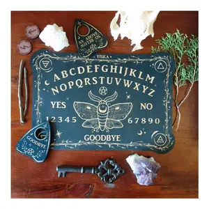 witch wicca crafting witchcraft altar fortune telling toys wooden moth spiritual divination planchette ouija talking board game