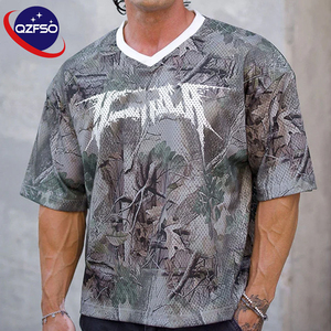 QZFSO Maillot de sport respirant personnalisé <span class=keywords><strong>en</strong></span> maille avec col <span class=keywords><strong>en</strong></span> V, motif camouflage de football américain, impression par transfert sublimé pour le football - Product Image 1