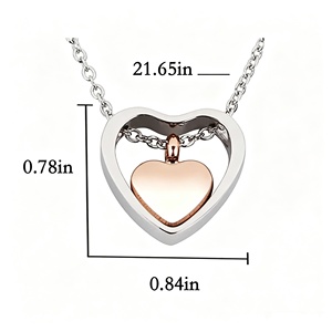 Açılır Kapaklı Su Geçirmez 316L Paslanmaz Çelik İşlenebilir Hatıra Mücevheri Çift Kalpli Evcil Hayvan Külleri İçin <span class=keywords><strong>Urn</strong></span> Kolye - Product Image 6