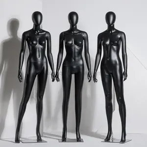 Window Display Egg Head Matt Black Female Mannequin Full Body Mannequin Plastic Standing Dress Form Mannequin Women