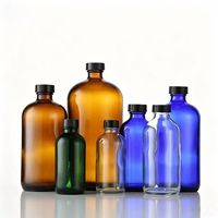 Bouteille en verre ambré opaque de Boston pour réactifs chimiques avec couvercle, flacon transparent bleu pour lotion, shampoing et huiles essentielles – Vente en gros