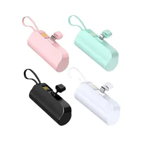 Hot Sale Portable Capsule Wireless Power Bank Interface For Apple/Type-C Mini Power Bank 5000mah Lanyard Pocket Power Bank