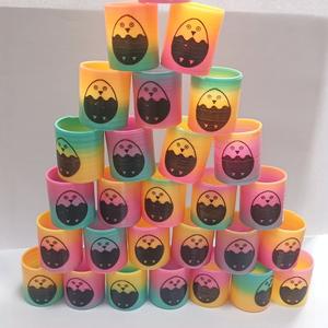 Anneaux empilables élastiques en plastique arc-en-ciel pour enfants, avec visages souriants, jouet éducatif, mini cadeau de fête - Product Image 3