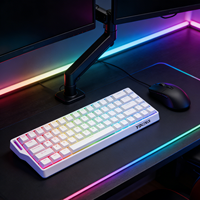 Keywin K68 Keyboard Mekanik Tiga Mode /Nirkabel/Berkabel RGB Gaming E-sports Khusus 68-tombol dengan Ukiran Samping untuk Desktop