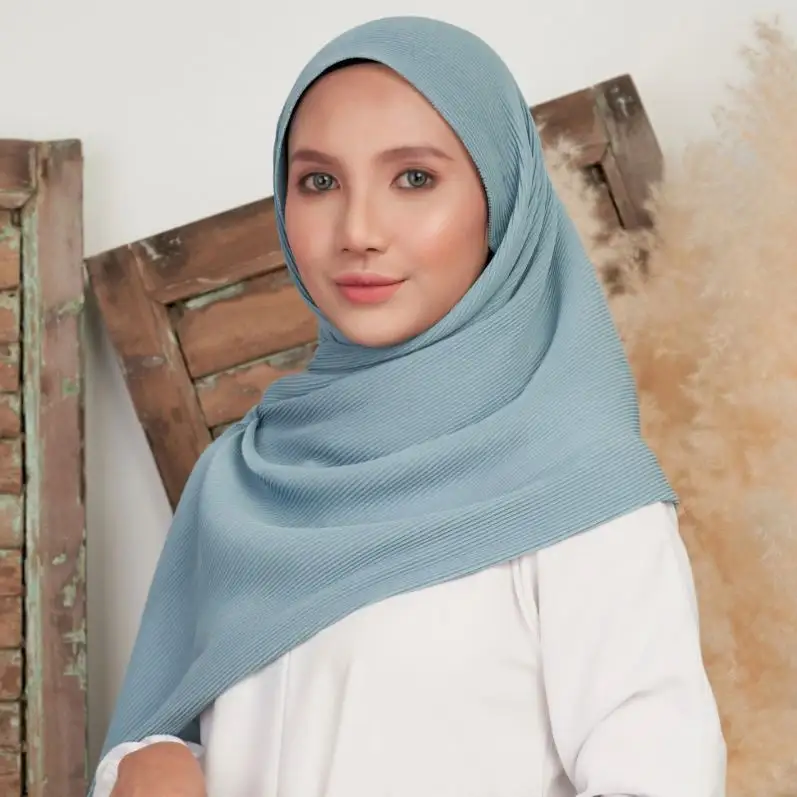 Mini <span class=keywords><strong>Hijab</strong></span> Tudung in Chiffon pieghettato Premium per scialle da donna completo con orlo per ciglia malesia