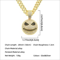 Chaîne cubaine dorée, bijoux Grimace, hip-hop, alliage et strass CZ, collier avec pendentif visage amusant