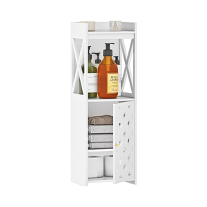 Gabinete de baño de madera blanca de esquina OEM original de Factaory con estante abierto de puerta cocina sala de estar esquina montada en espacio estrecho - Product Image 1