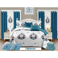 Parures de Lit en Gros avec Rideaux Assortis 24 Pièces Ensemble Literie et Rideaux Drap de Lit Grande Taille pour Usage Domestique