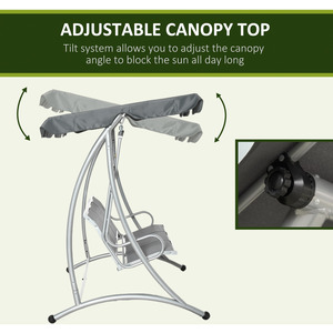 AJUNION Outdoor <strong>Swing</strong> Chair <strong>Garden</strong> Hammock <strong>Bench</strong> Patio Porch <strong>Swings</strong> with Adjustable Canopy - Product Image 4