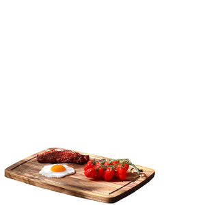 Planche à découper rectangulaire en bois d'acacia LEXDO, plateau solide pour le petit-déjeuner, le fromage et les fruits, avec poignée en acier inoxydable noir, épaisseur 1,5 cm - Product Image 1