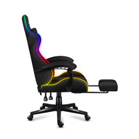Chaise de jeu en cuir PU au design moderne, avec LED RGB, base pivotante à cinq branches et repose-pieds, pour gamers - Offre Spéciale