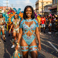 Ensemble de maillot de bain bikini en strass pour performance de danse avec décorations en cristal, tenue de carnaval pour femmes, col et jambières personnalisés 2027