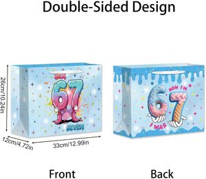 Sacs cadeaux d'anniversaire 67, sacs de fête amusants avec motif crème glacée 67 <span class=keywords><strong>Meme</strong></span>, avec 1 carte en papier de soie et autocollants pour filles, garçons et adolescents - Product Image 2