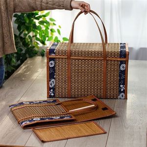 Acheter Panier de pique-nique <span class=keywords><strong>en</strong></span> ligne tissé stockage Shopping gris sac à dos rustique refroidisseur couleurs plage personnes terres fin cylindre - Product Image 3