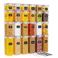 Lot de 24 bocaux de conservation hermétiques et organiseurs de réfrigérateur, sans BPA, contenants de rangement de cuisine pour céréales, farine, sucre, grains et pâtisseries