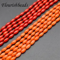 Perles en pierre de corail naturelle, en forme de riz teint, rouge, Orange, pour la fabrication de bijoux, vente en gros