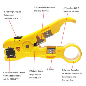 Dụng cụ cắt và bóc vỏ cáp đồng trục mạng UTP STP, dụng cụ cắt cáp đa năng, bóc vỏ cáp đồng trục RG6 <span class=keywords><strong>RG11</strong></span> RG7 - Product Image 5