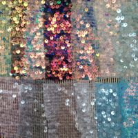 Stock Couleurs Sequin Tissu 5mm Horizontal Sequin Tissu Fond Mur Tissu Perle Maille Dentelle pour Robe de Scène