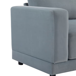 Canapé moderne carré <span class=keywords><strong>2</strong></span> <span class=keywords><strong>places</strong></span> avec accoudoirs standard, revêtement en velours doux, coussins profonds, pieds robustes en gris pour salon - Product Image 3