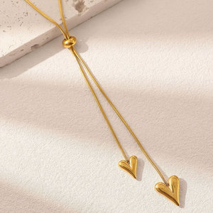 Collar colgante de moda chapado en oro PVD de 14K y 18K, de acero inoxidable 316L personalizado, joyería fina, collar tipo lariat con forma de corazón para mujer. - Product Image 4