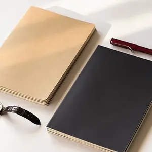 사용자 정의 블랙 노트북 A6 B6 크기 갈색 크래프트 종이 바느질 바인딩 노트 책 학생 프로모션