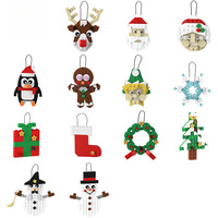 Adornos Colgantes de Bloques de Construcción de la Serie Navideña, Colección Festiva de Adornos de Ladrillos Navideños, Bloques de Ensamblaje para Calcetines de Navidad
