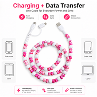 Câble de charge rapide 3-en-1 perlé blanc moucheté pour téléphone, accessoires de voiture pour iPhone 16 15 – Vente en gros