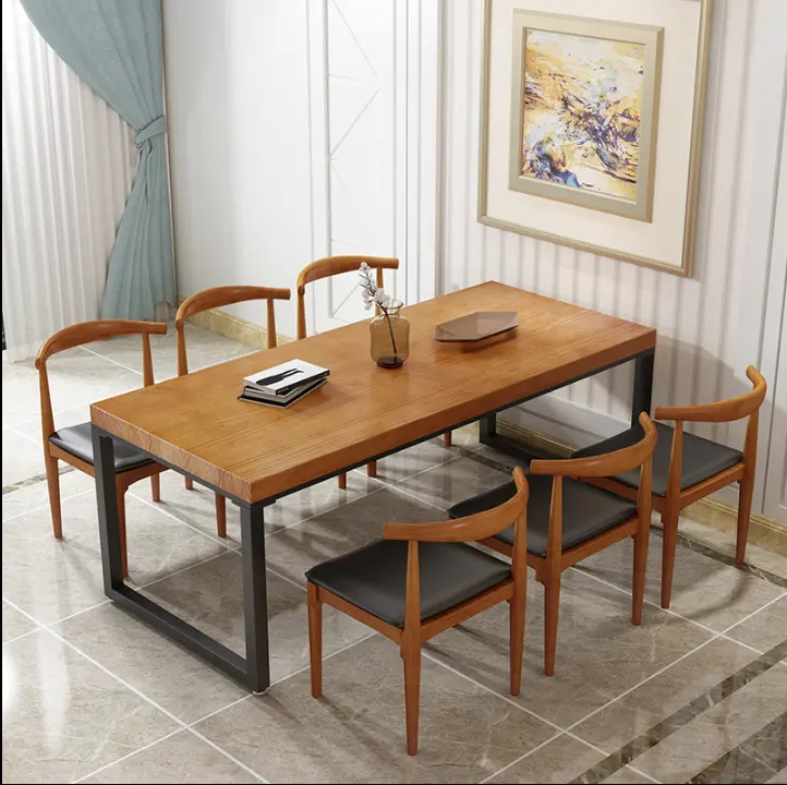 Solid wood dining table Malaysia imported rubber wood dining room furniture 1 table 4 chairs 6 chairs combination