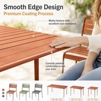 Ensemble de salle à manger d'extérieur en fer forgé antirouille, table et chaises de patio commerciales pour café et restaurant en plein air