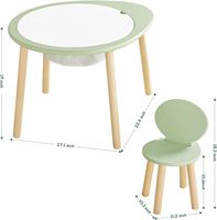 Table d'enfant 2 chaises ensemble table de jeu en bois pour tout-petits sac de rangement à panneau supérieur amovible vert-pour salle de jeux ou chambre à coucher