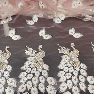 Broderie conception robe tissu paon doré imprimé <span class=keywords><strong>maille</strong></span> tissu petites filles fraîches robes dentelle impression tissu - Product Image 6