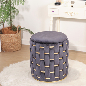 <span class=keywords><strong>Pouf</strong></span> de <span class=keywords><strong>rangement</strong></span> rond moderne personnalisé 2025 en velours - Product Image 1