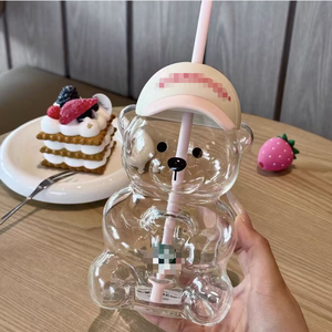 <span class=keywords><strong>Tazza</strong></span> in Vetro Borosilicato a Forma di Orsacchiotto con Cappuccio, Creativa e Bestseller, Antigoccia ed Ecologica - Product Image 2