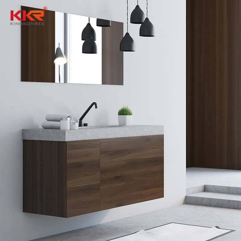 KKR Customized Solid Surface Double Sink Luxury Bathroom Vanity Set