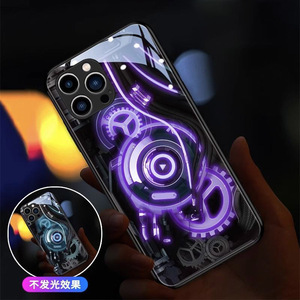 Jmax LED luz luminosa vidrio templado activado por voz <span class=keywords><strong>Popin</strong></span> funda de teléfono móvil para iPhone 11 12 13 14 15 Pro Max Ultra - Product Image 5