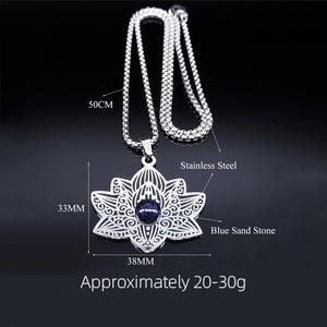 Vente en gros de <span class=keywords><strong>collier</strong></span> pendentif boule en argent ancien avec <span class=keywords><strong>lotus</strong></span> en pierres précieuses à la mode avec chaîne en métal bijoux pour femmes et hommes - Product Image 2